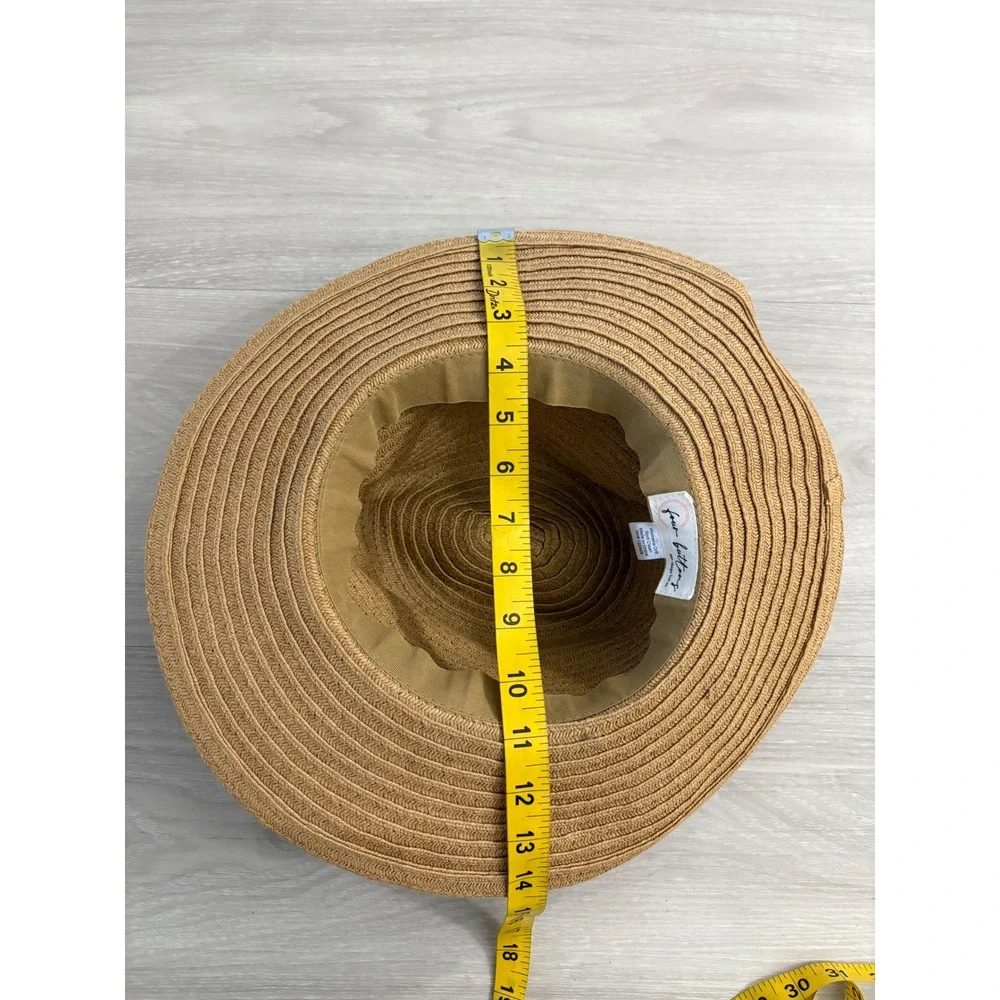 San Diego Hat Co Women Four Buttons Tan Straw Sun Hat Black Ribbon Band Women OS
